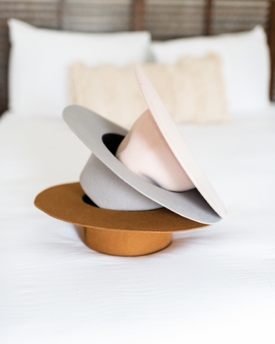 Hats on bed